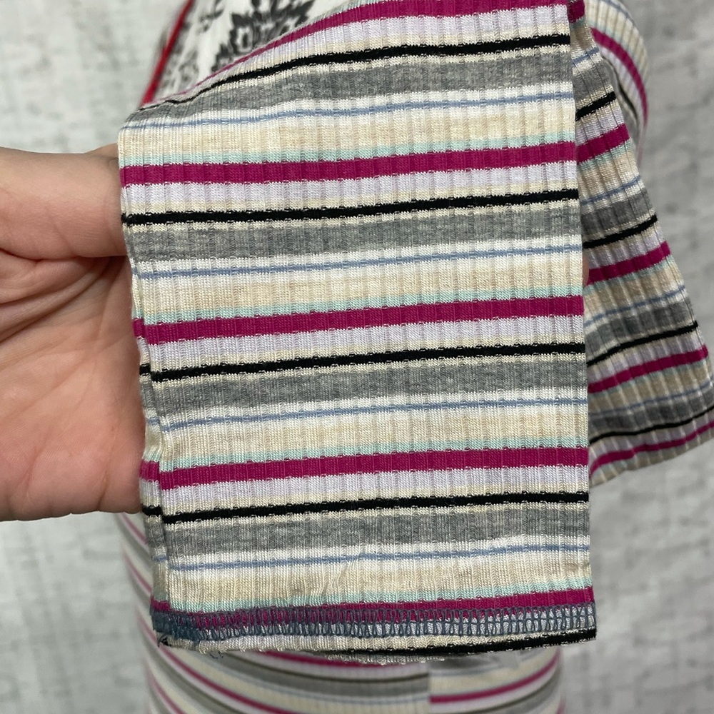 NWT Large Free People Put A Stripe On It Thong Bodysuit Vneck Long Sleeves - Picture 6 of 15